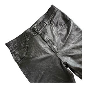 90s/Y2K Hollywood Real Leather Pants Straight Leg Size 12 Moto Rock Grunge